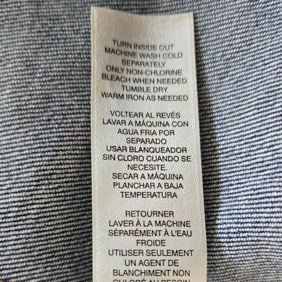 Chicos Size 2 Womens Medium Blue Denim Jacket Rounded Hem Lace Detail - Picture 10 of 10